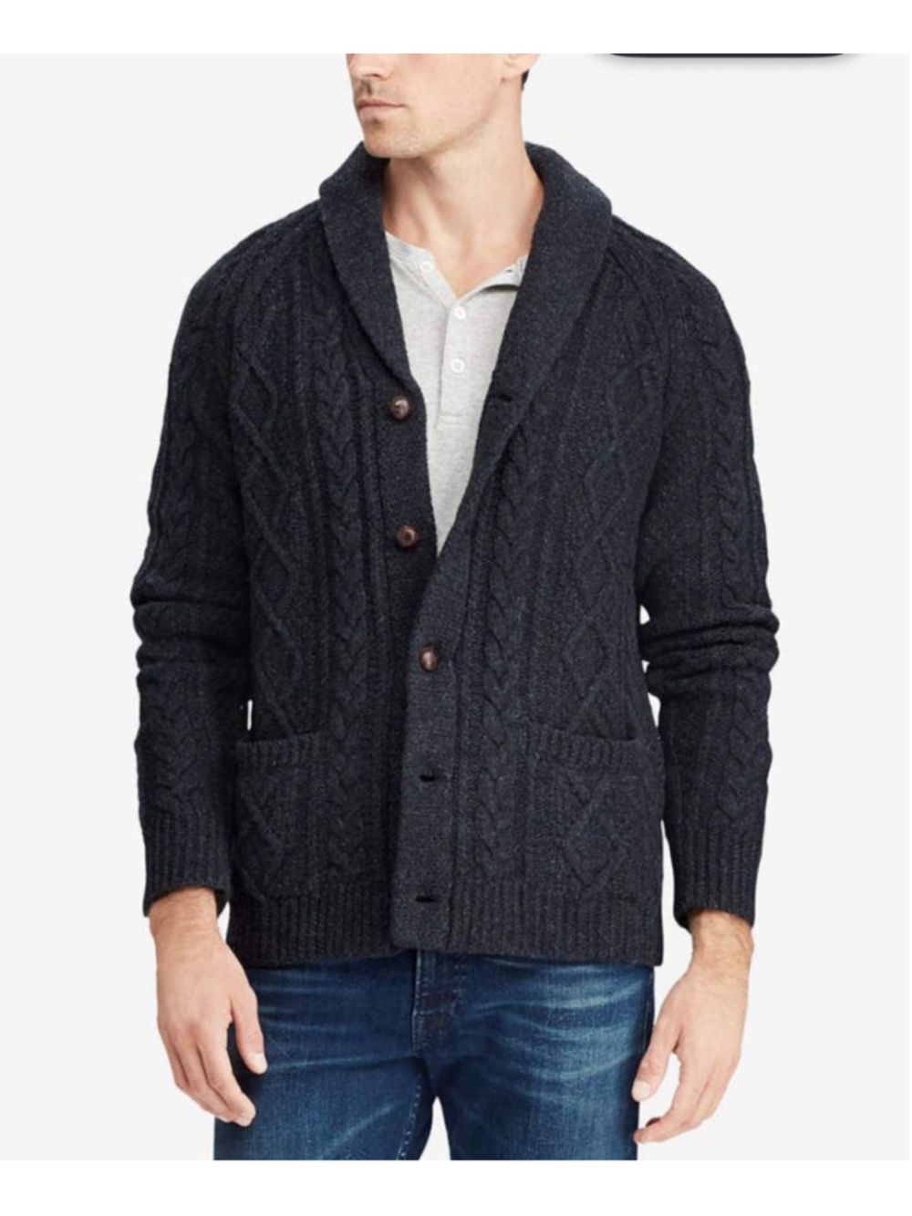 Polo Ralph Lauren Cable Knit Cardigan Lambswool Cashmere Mens Size Large Button